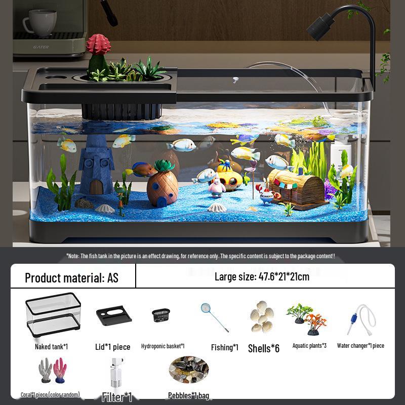 Acuario de Peces Betta de Alta Definición con Filtro y Oxigenador Integrados para Decoración de Sala de Estar
