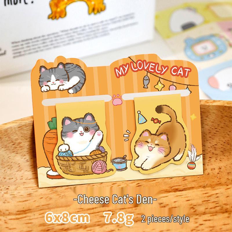 Adorable Cat Magnetic Bookmark - Cartoon Double Piece Page Clips, Perfect for Reading and Study