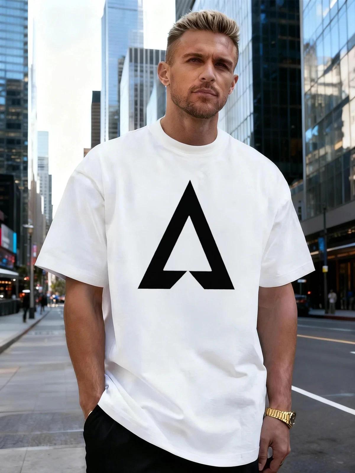 Letter A Graphic 100% Cotton Men s T-Shirt, Suitable for Daily Streetwear M