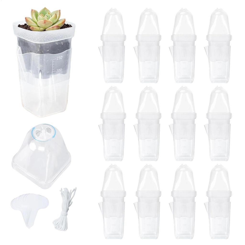 12 Pcs Clear Nursery Planter 2 Inch Self Watering Planter Nursery Pots With Humidity Dome Adjustable Vent Cultivation Box Set