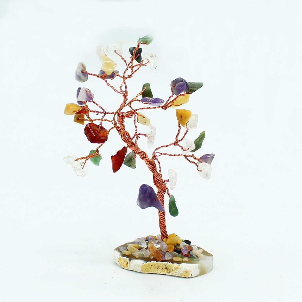 Gemstone Tree With 35 Stones, Agate Base