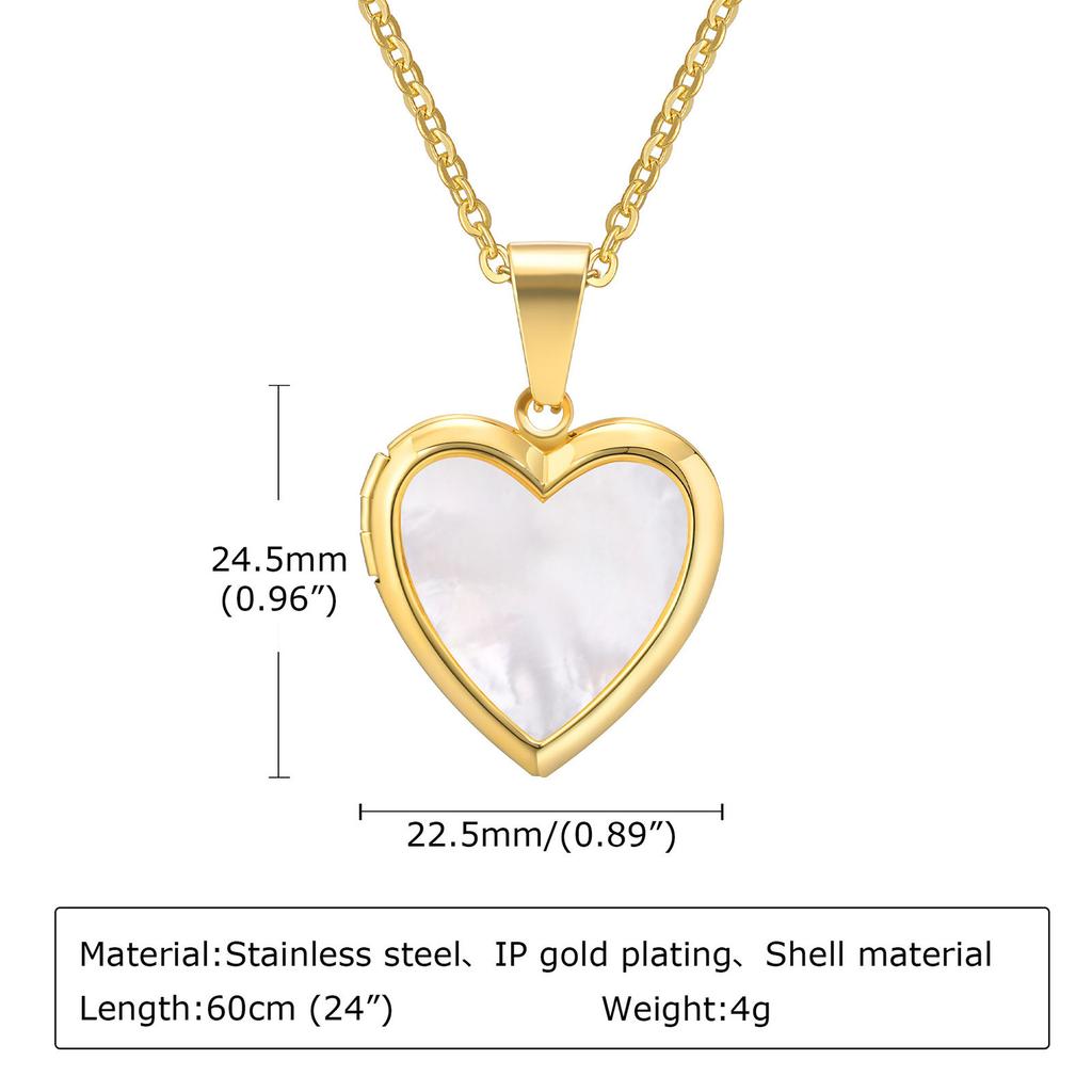 You Can Open The Photo Box, Gold Heart-Shaped Necklace, Stainless Steel Color, Women'S Love Pendant, And You Can Make Photos For Your Mother.