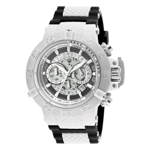 

Invicta Subaqua Men s Quartz Watch, 50mm Case, Black/White Silicone and Plastic Strap, White Dial, 0924 [Officially Imported]