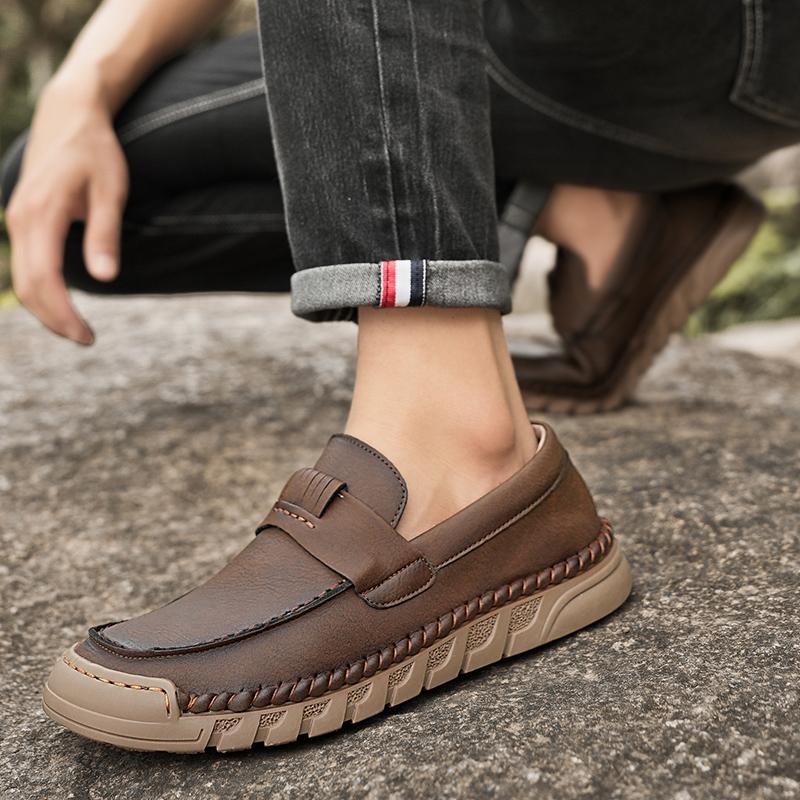38-46 Handgefertigte Leder Herrenschuhe Lässige Spaltleder Schuhe Herren Slipper Komfortable Laufschuhe Fahrschuhe Mokassins Herren Flache Schuhe