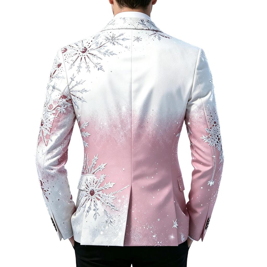 Herren Weihnachtsdruck Anzugjacke Langarm Business Casual für Herbst Winter Krawatte Nicht Enthalten