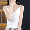 Frauen Tank MODERNE NEUE SAGA Sommer Gestrickte T-shirt Ärmellose Basic Tees Weste Unterwäsche Stricken Top Weibliche V-ausschnitt