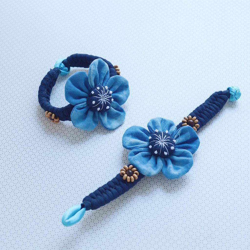 Yunnan Dali Handgefertigtes Ethnisches Batikstoff-Armband - Blau & Weiß Reiseschmuck