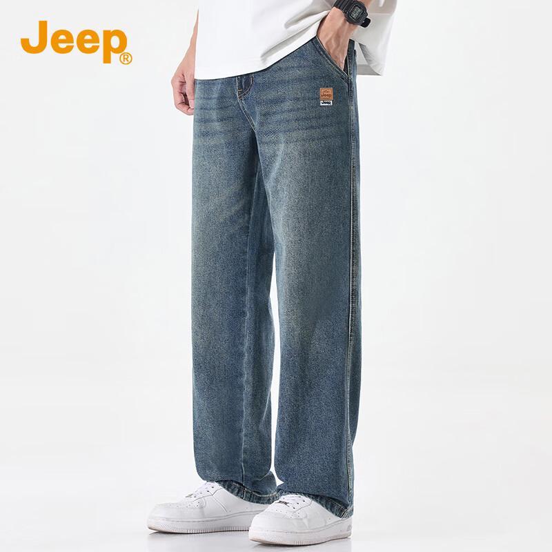 JEEP Men's Loose Straight American Style Denim Jeans
