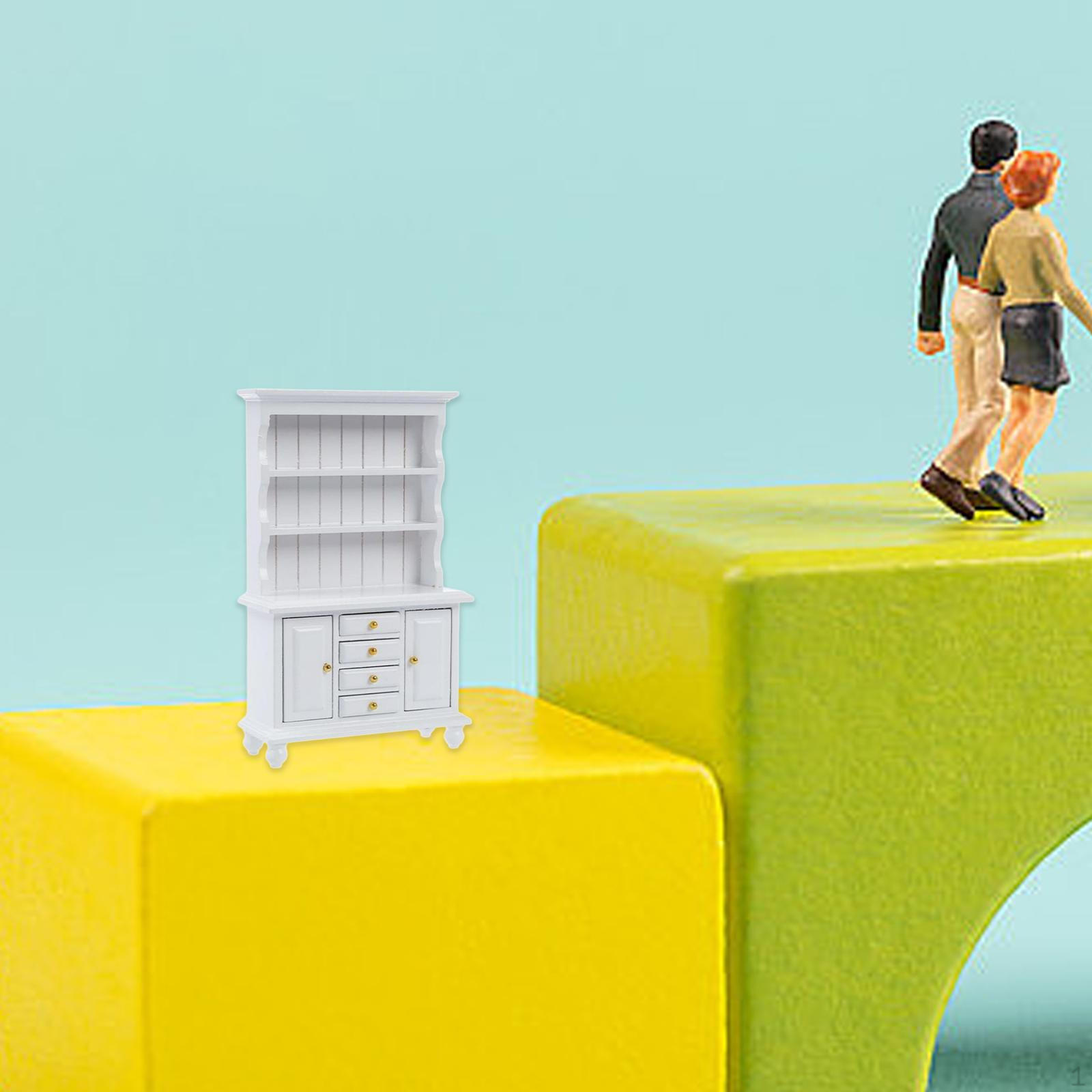 

1/12 масштаб кукольный домик книжный шкаф для хранения шкаф двойные двери гладкая полировка три слоя White