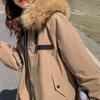 Women's Workwear Parka Cotton Coat Winter Thickened Fleece Lined Long Jacket