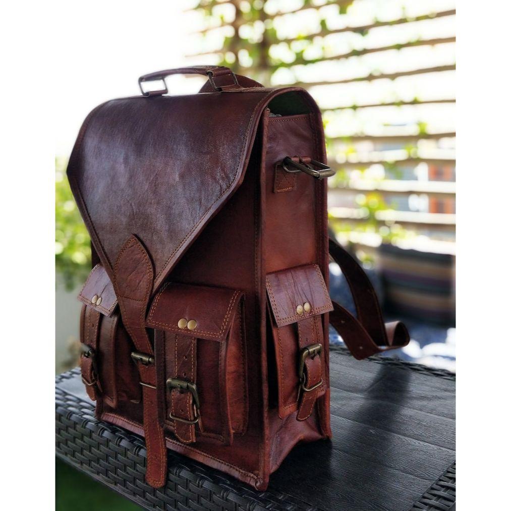 Personalized Leather Backpack Knapsack for Women Girls Daypack Gift for Her Backpack for Guys Laptop Backpack School Bag Tan