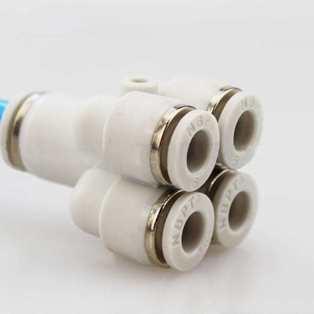 4 6 8 10 12mm Tube OD Y-Shaped 4 Ways Splitter Block Distribution Plastic Pneumatic Air Pipe Fitting Push In Connector