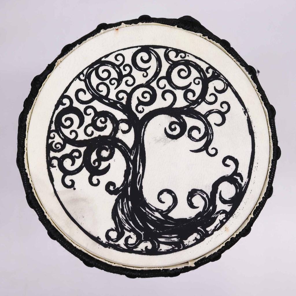 Djembe Drum Wide Top Tree of Life 18cm