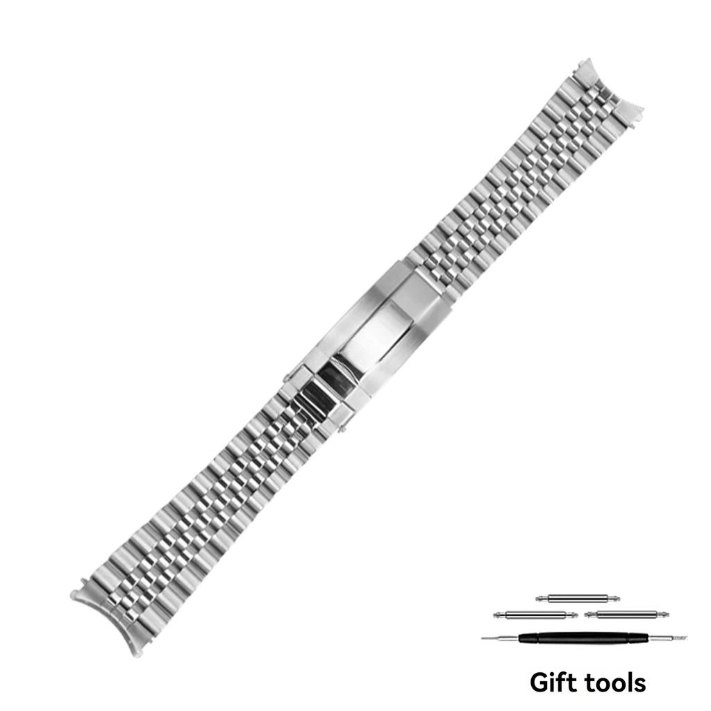 Curved End 18mm Stainless Steel Strap For Seiko No 5 SNKL43 SNKL45 SNKL47 SNK361 SNK355 SNK369 Watchband Watch Chain Accessories