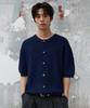 Agod Solid Half Knit Cardigan [Navy]