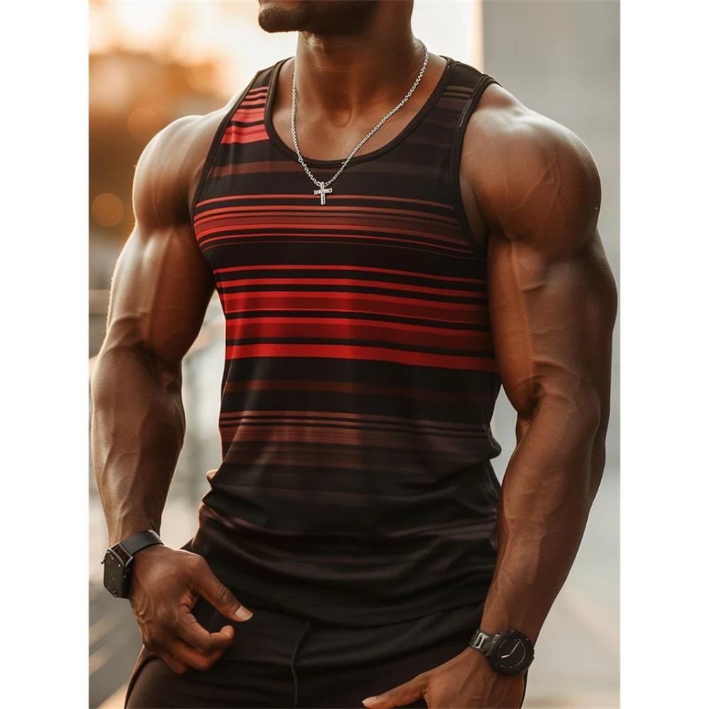 

Мужской жилет в ретро полоску для летней повседневной носки, простой и модный жилет с 3D-принтом, свободный и дышащий топ с О-образным вырезом 5XL