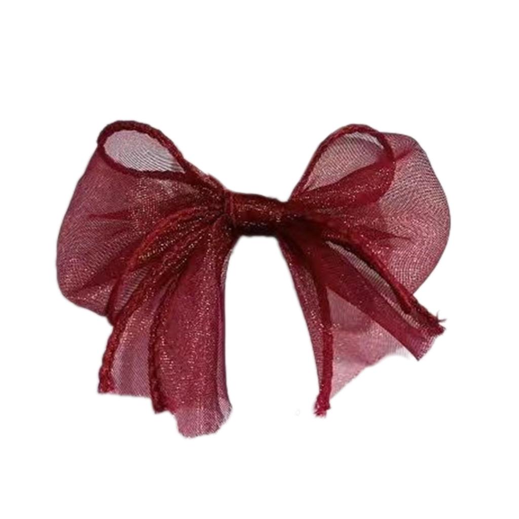 Sweet Ribbon Bowknot Hair Clip for Women Girls Handmade Bow Hairpin Hair Barrettes Mesh Yarn Headwear Hair Accessories