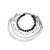 Grenzüberschreitendes Mode-Armbandset aus Edelstahl mit Perlen: Leichter Luxus Dunkles System, 4-teilige Kollektion