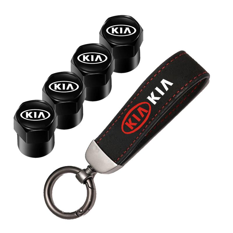 OYQZ3 Car Tire Wheel Valve Caps Cover Suede Car Key Chain Ring Keychain For KIA EV6 Stinger RIO Sorento Picanto Ceed Borrego Syros K4