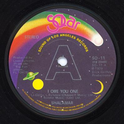 7inch Record SHALAMAR - I Owe You One SO11 Solar 1979 UK Dance & Electronica Used