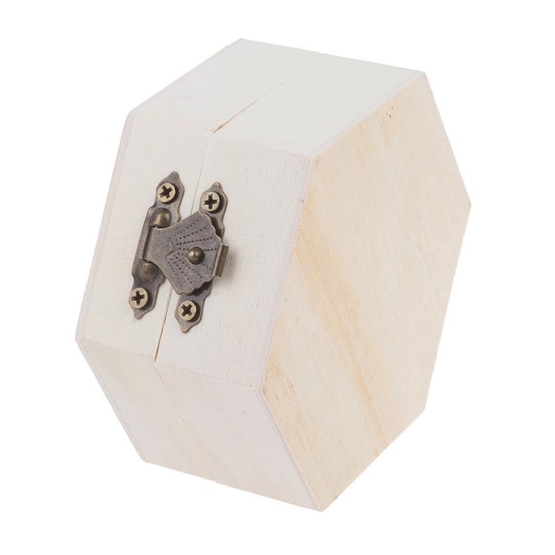 Cutie de depozitare din lemn în formă hexagonală pentru bijuterii Cutie cadou de nuntă Afișare bijuterii