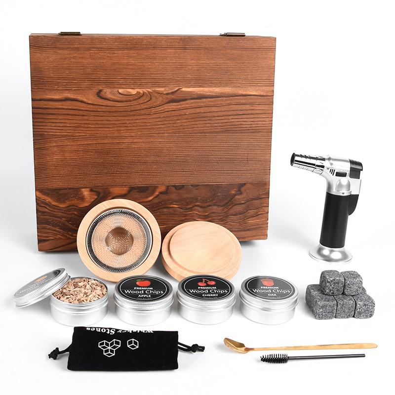 Whiskey Cocktail Smoker Gift Set - Bar & Kitchen Wooden Box