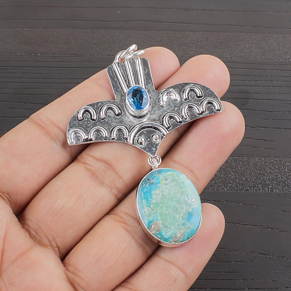 

Natural Tibetan Turquoise Gemstone 925 Sterling Silver Jewelry Pendant 2.41 AJP-2310