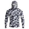 Men’s Long Sleeve Hooded Shirt with Face Cover Leaf Print Lightweight Breathable Quick Dry Athletic Top for Outdoor Sports Fishing Running Hiking