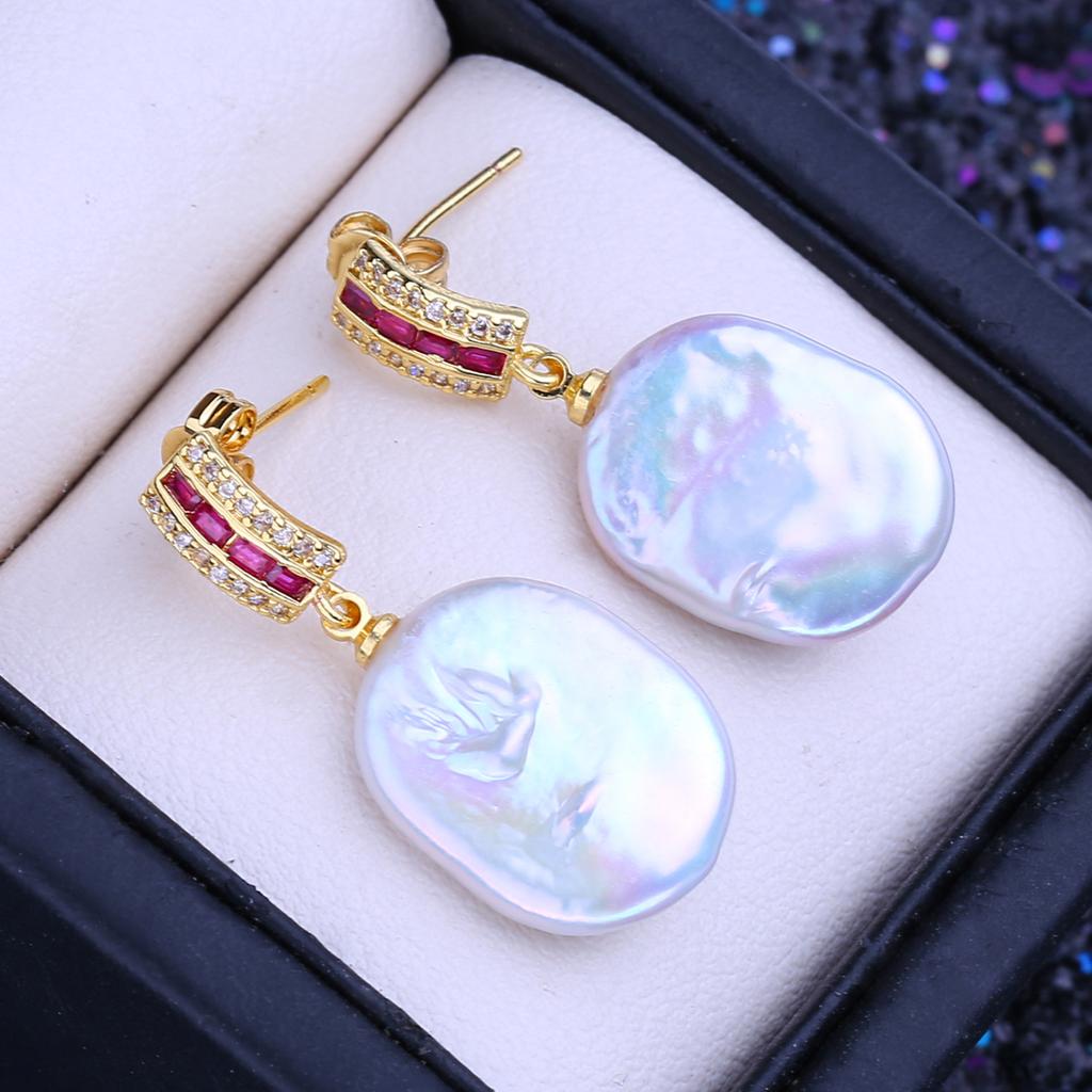 FENASY Natural Freshwater Pearl Earrings Fashion Baroque Pearl Green Drop Earrings For Women Birthday Gift Wholesale