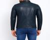NOORA New Leather Jacket for Men Slim Fit Navy Blue Color