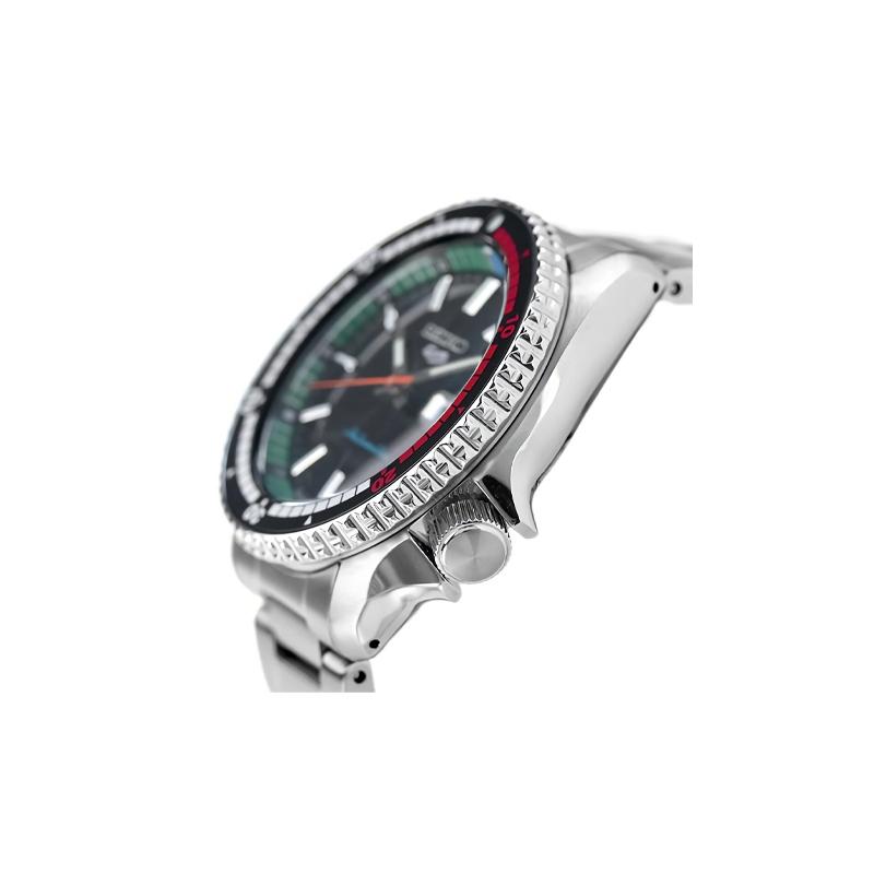 Seiko 100 Meter wasserdicht Automatik Stahlarmband für Herren und Damen schwarzes Zifferblatt SBSA221