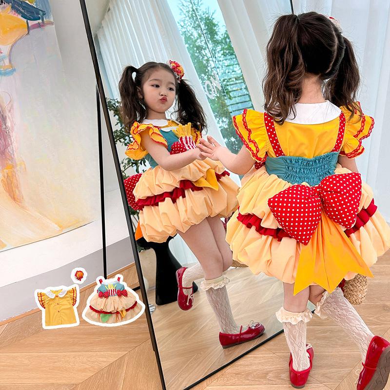 Girl Baby Fries Burger Lolita Dress Summer Stylish Girl Dopamine Princess Dress Lolita Dress