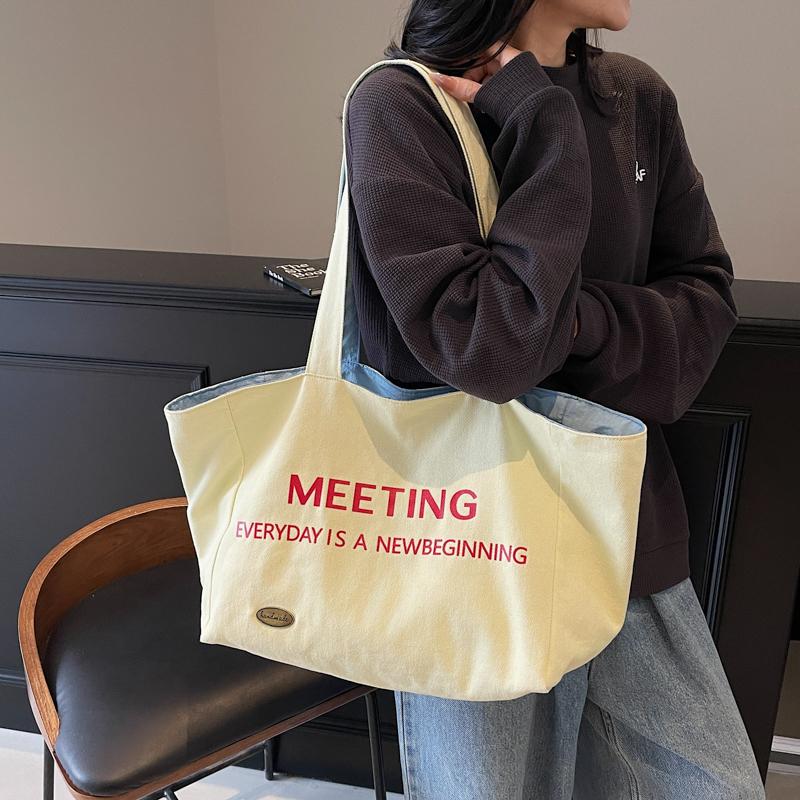 Double-Sided Tote Bag Women's Shoulder Bag Large Capacity Shopping Bag
