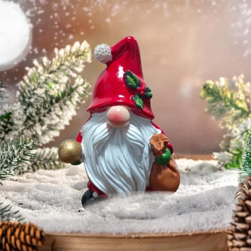 Christmas Santa Statue Resins Gnomes Miniature Figurine For Outdoor Indoor Holiday Tabletop Shelf Decoration Ornament