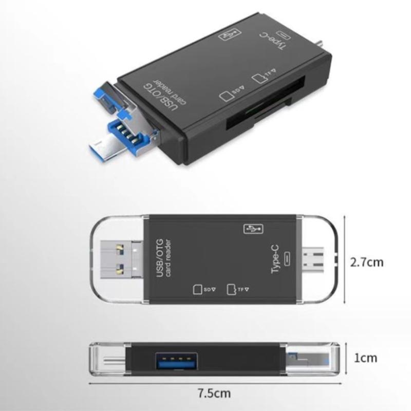 6 In 1 Type C Micro Usb Portable Sd Memory Card Reader High-Speed Transmission Adapter For Pc & Laptop