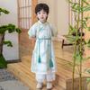 2025 Summer New Children's Bamboo Hanfu Set: Short Sleeve Ancient Chinese Style Robe for Boys.