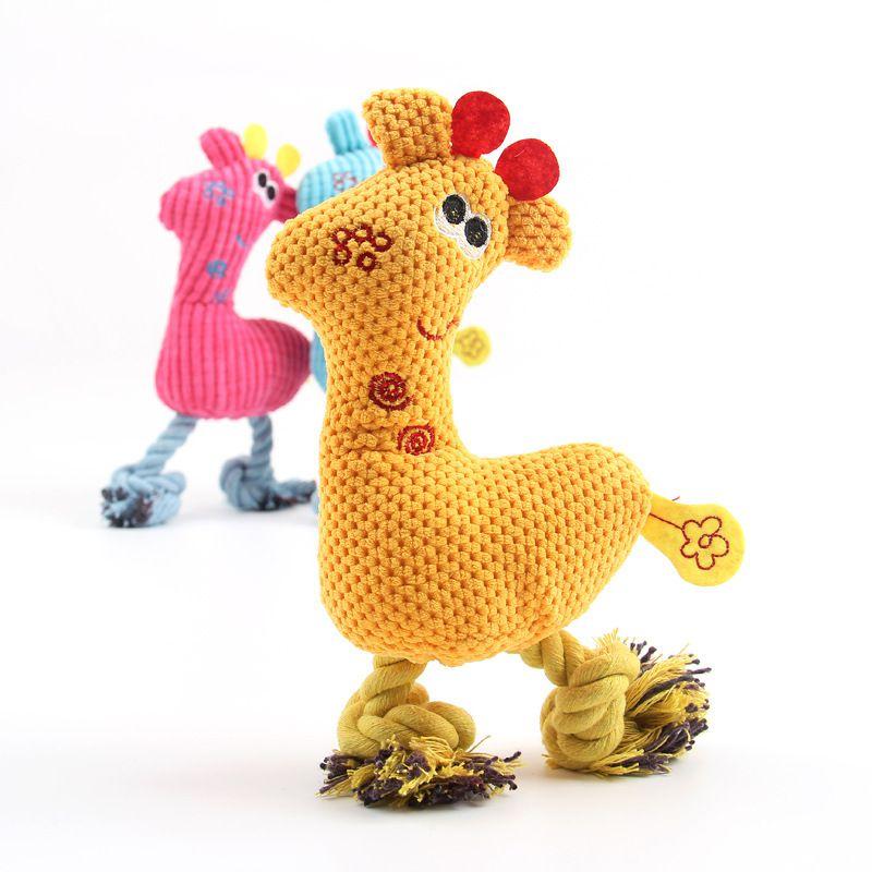 Delightful Giraffe Dog Chew Squeak Toy Interactive Plush Animal For Playful Puppies