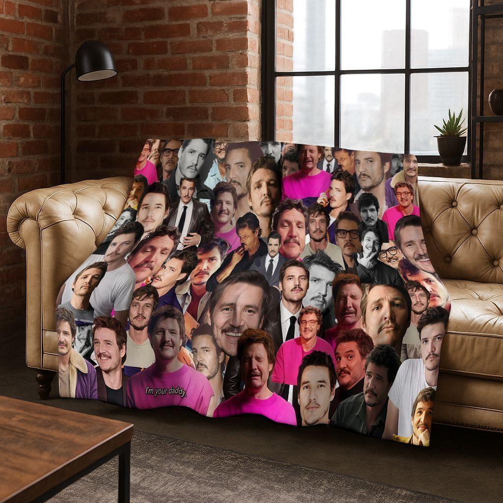 2025 Neue Pedro Pascal Schauspieler Star Kunst Flanelldecke, Gemütliche Weiche Überwurfdecke für Zuhause Schlafzimmer Bett Sofa Picknick Abdeckung Kinder Geschenk