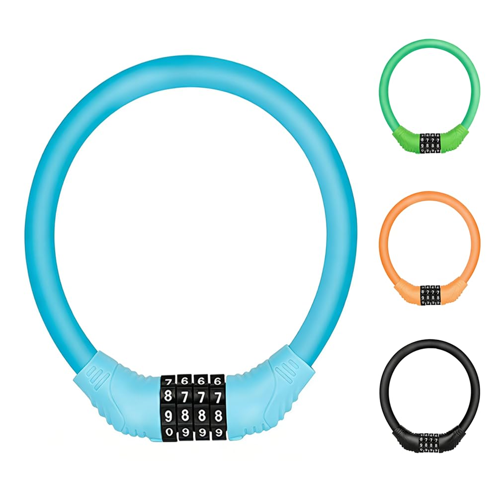 Bicycle Road Bike Cable Dial Blue Lock, Lock, Lock, 4-Digit Lock, Portable, Anti-Theft,