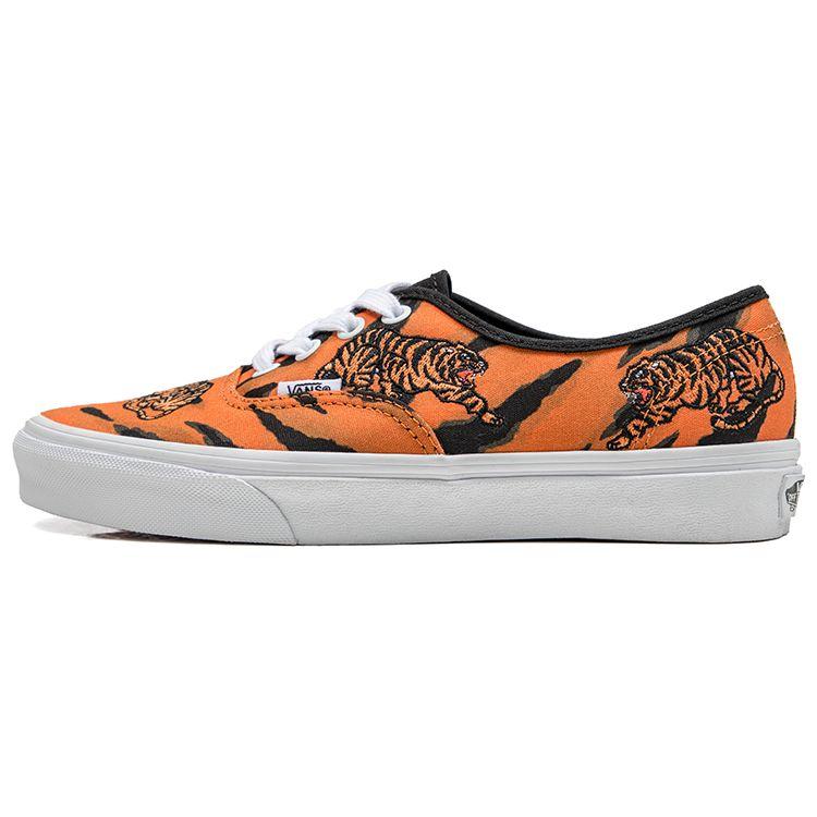 Vans Authentic Tiger Print Casual Low-Top Skate Shoes Unisex sneaker Black Orange VN0A5KRDORA
