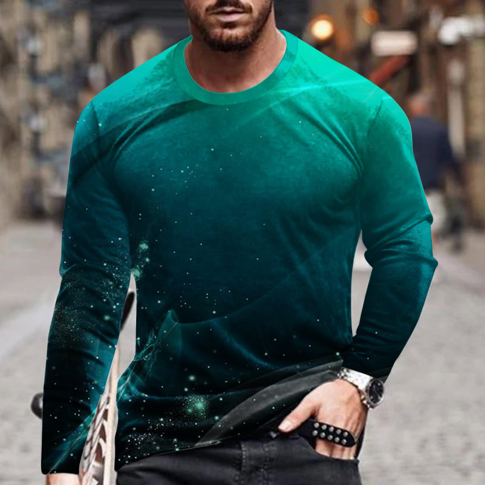 

Весенне-осенние мужские футболки с круглым вырезом, яркими абстрактными узорами с 3D-принтом, модные, повседневные, с длинным рукавом L