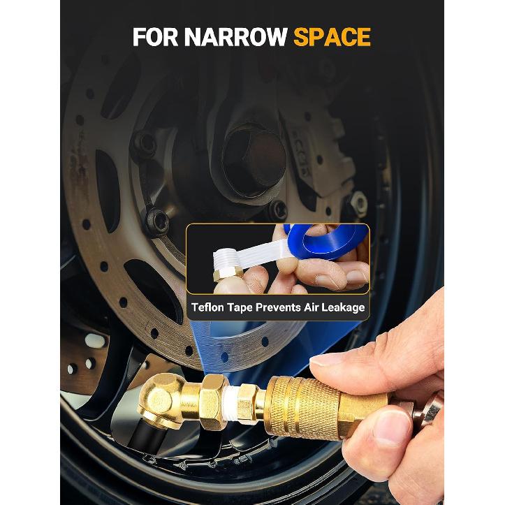 2 Pack Heavy Duty Air Chuck Set-1/4 Inch Female NPT Closed Ball Tire Chuck, Dual Head Air Chuck And Standard Male Quick Plug, Tire Air Fill Kit For