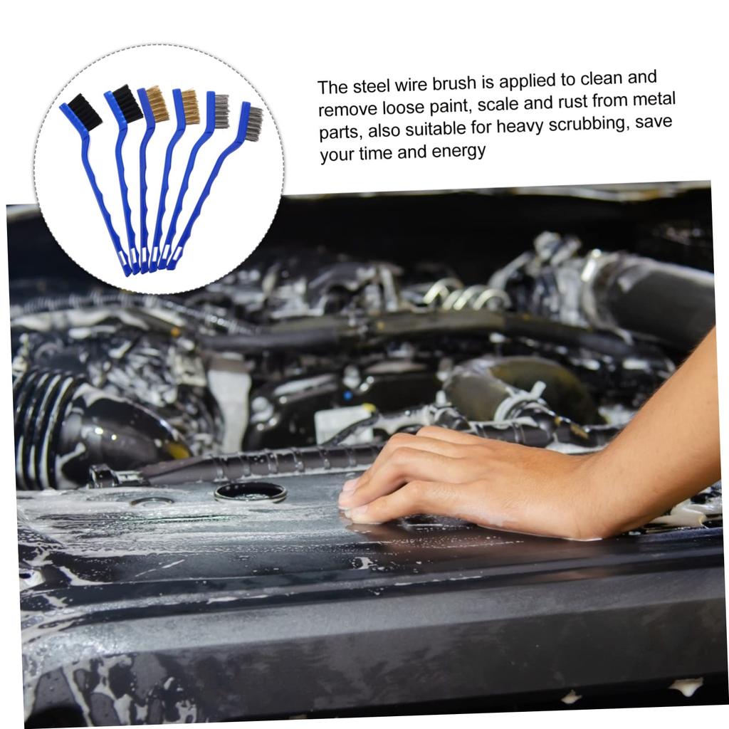 Ledmomo 6pcs Wire Brush Set Small Hand Scratch Brush for Removal Metal