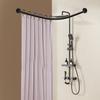 Stainless Steel Shower Curtain Rail L Shape No Drilling Shower Rail Corner Bathtub Telescopic Rod