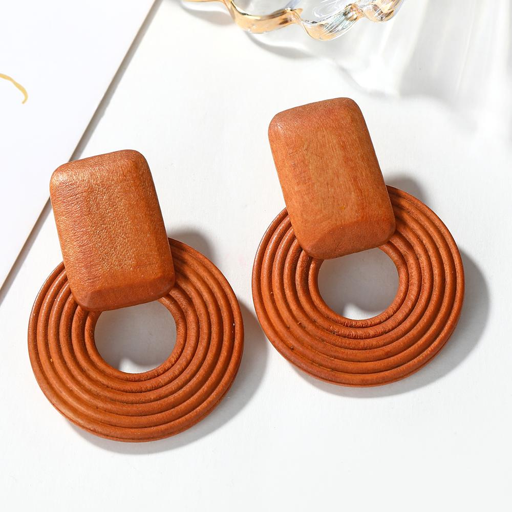 Geometric Drop Korean Dangle Earrings For Women Girls Oversize Round Rattan Knit New Style Jewelry Summer Beach Accessories