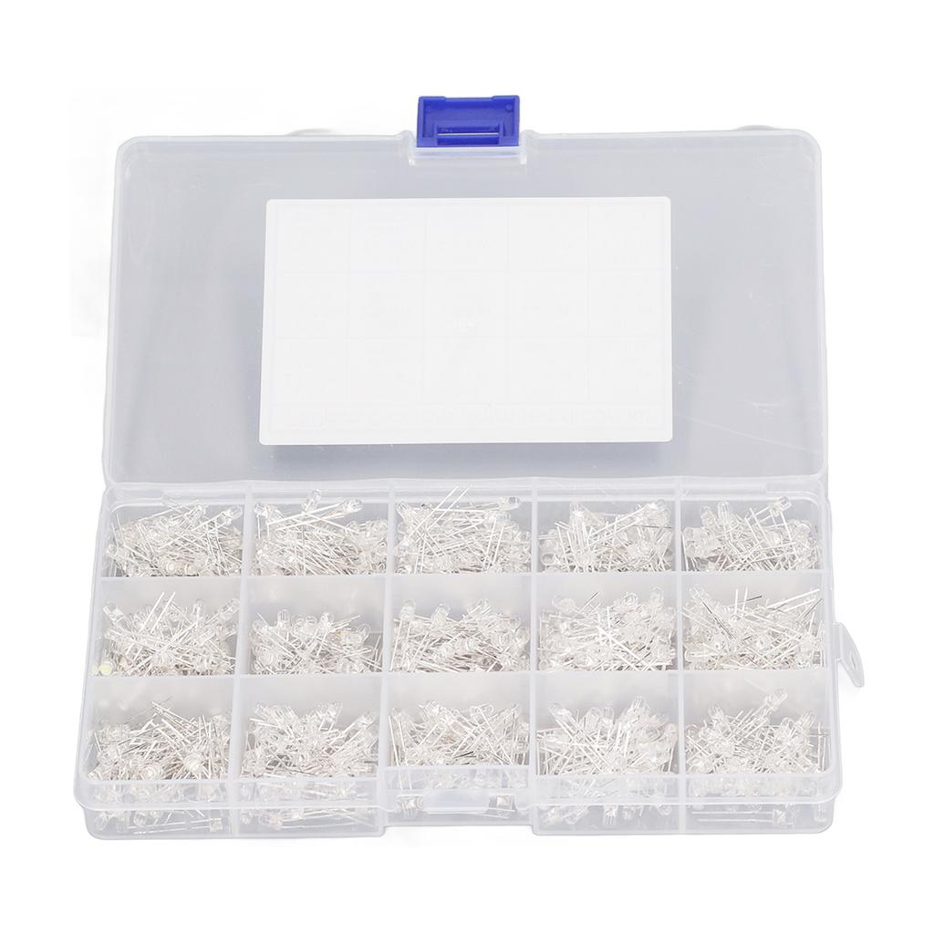 750 Peças Diodo Emissor de Luz LED Transparente 3mm Vermelho Amarelo Azul Verde Branco Diodos Emissores de Luz LED com Caixa de Armazenamento