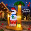 7.87FT Inflatable Beach Snowman Palm Tree Surfboard Toy Xmas Yard Decoration Festive Gift LED Lit Christmas Supplies Home Decor