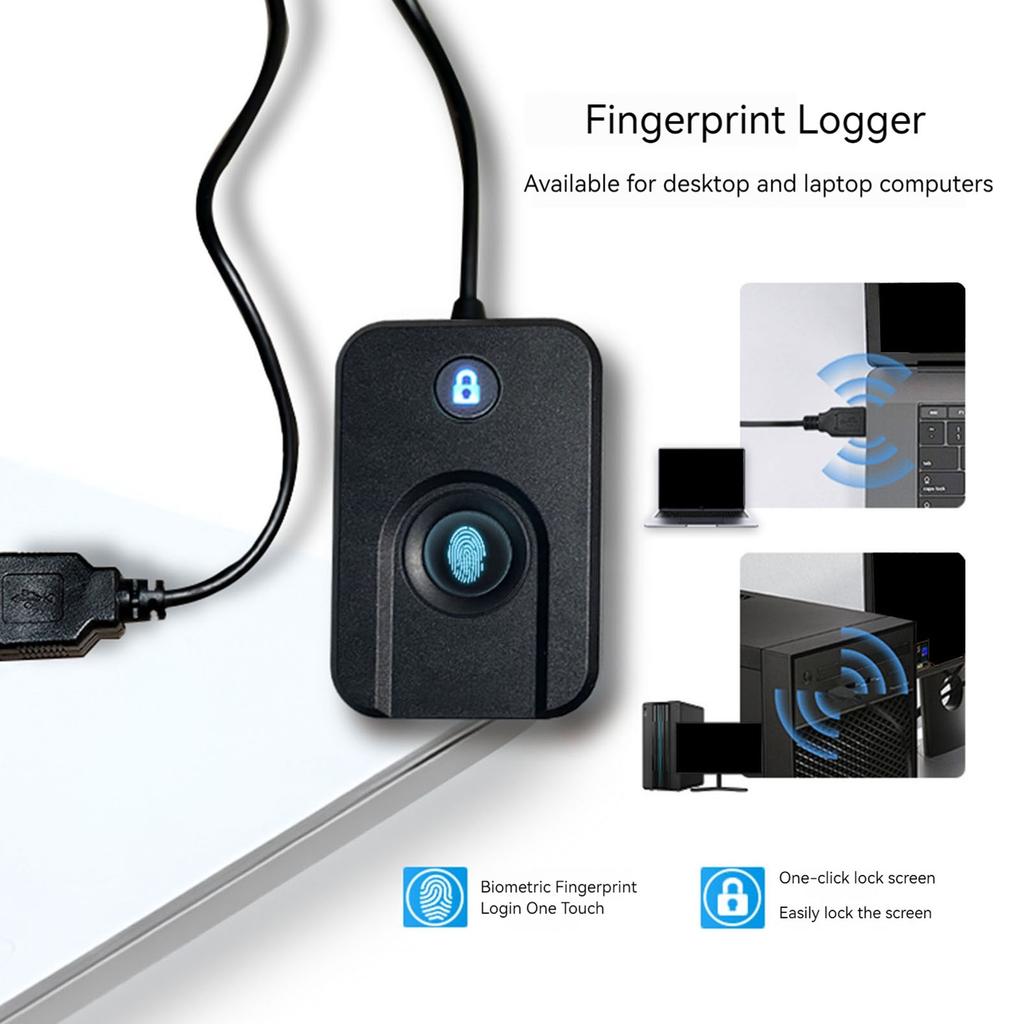USB Fingerprint Reader for Windows 10/11 Hello One-Click Lock Screen Biometric Fingerprint Login Reader for PC Laptop