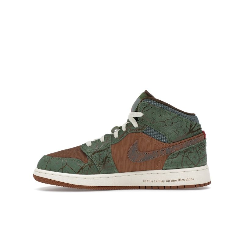 Air Jordan 1 Mid GS Treeline Kids Sneakers Brown Archaeo-Brown Coconut-Milk FQ8101-200
