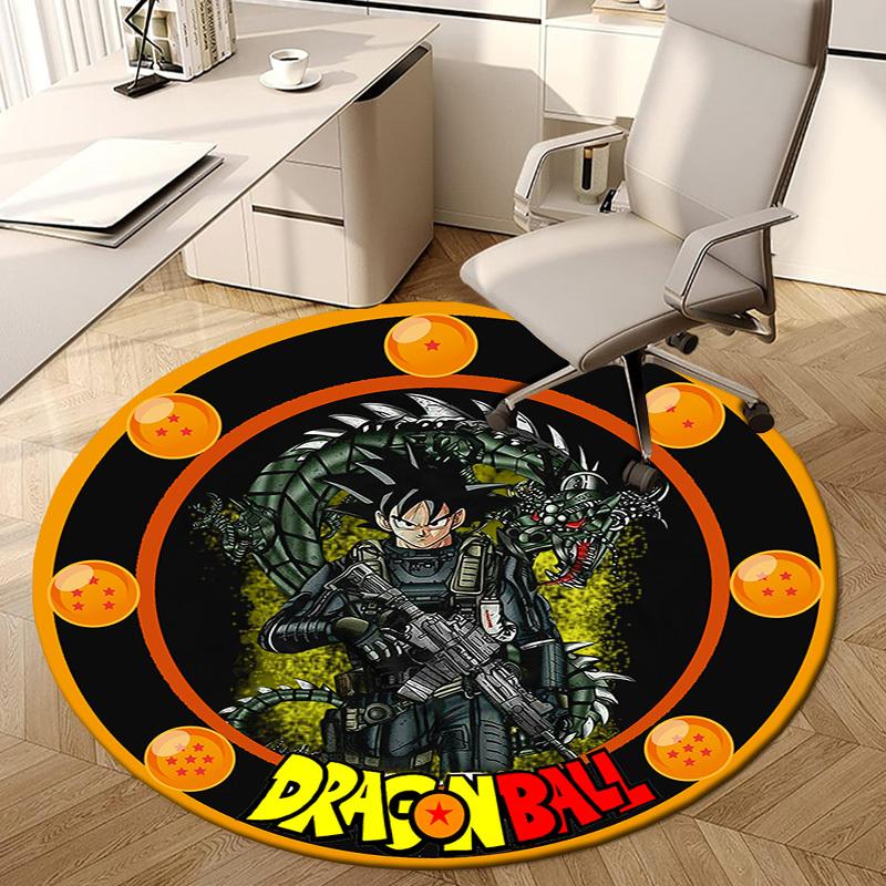 1 Stück Dragon Ball Mashup Artwork Runder Teppich, Hergestellt aus Polyester, Perfekt zur Dekoration von Bürostühlen, Wohnzimmern, Lebendiger Dekorativer Teppich